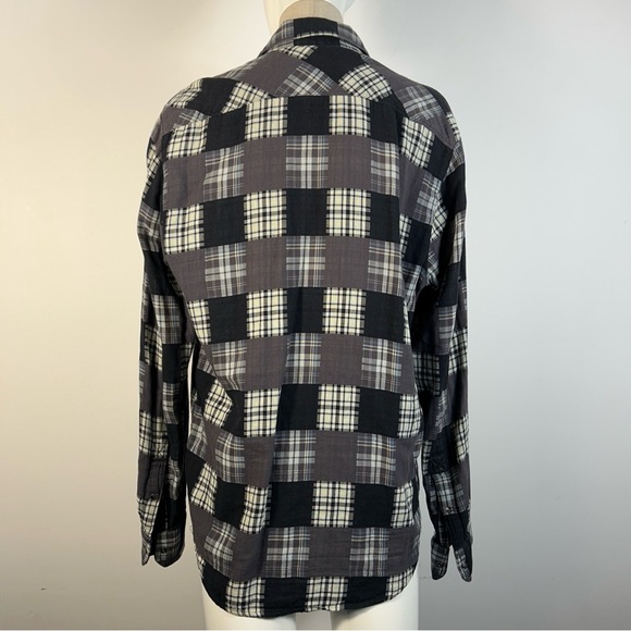 Volcom Black and Gray Checkered Patch Work Shirt M - Picture 4 of 10